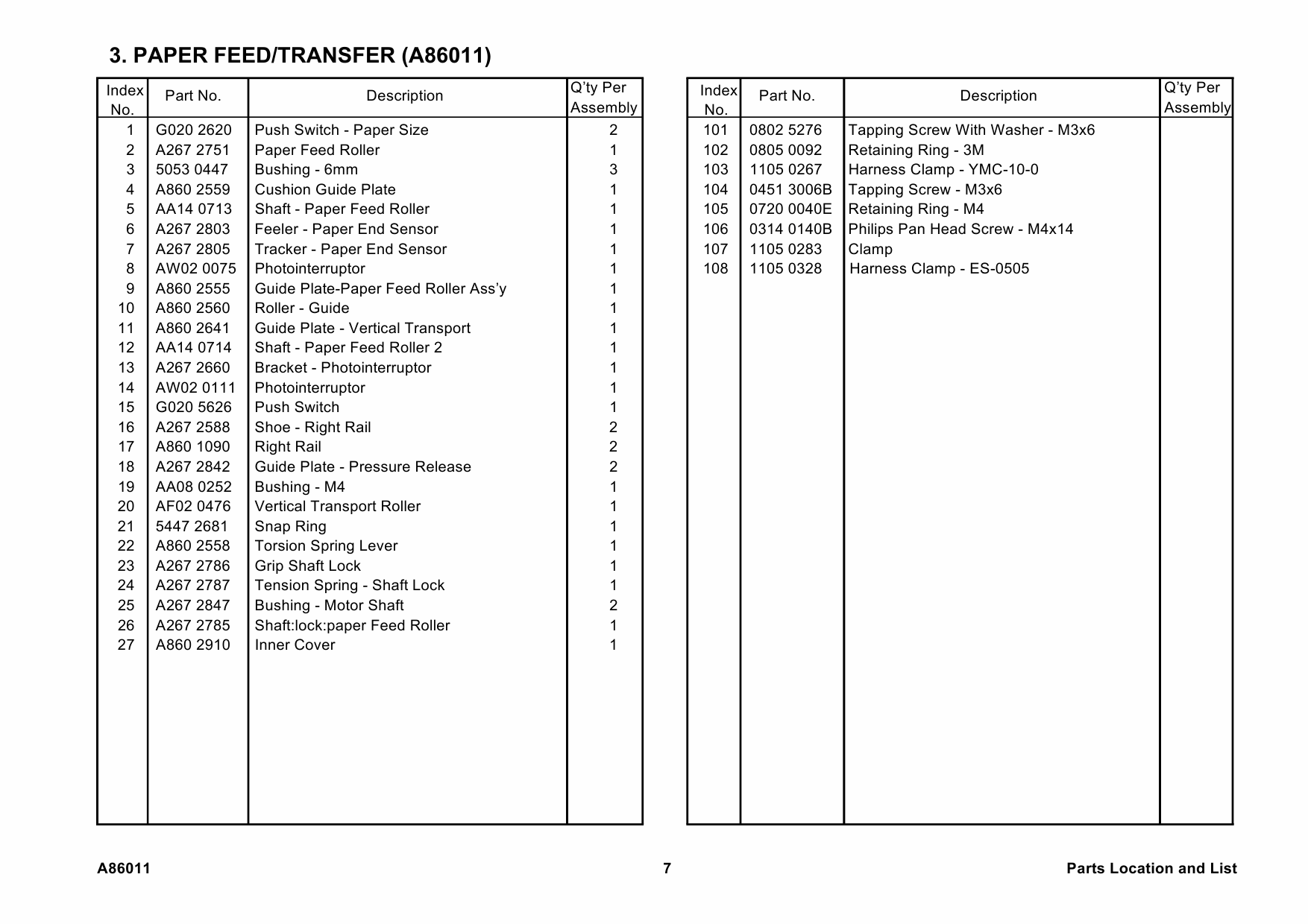 RICOH Options A860-11 PAPER-TRAY-UNIT Parts Catalog PDF download-3